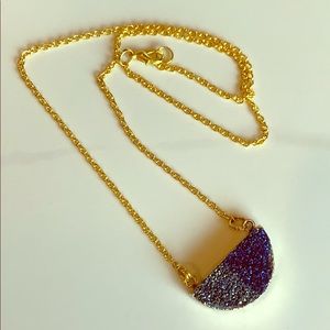 Geometric two tone druzy necklace (a1007)